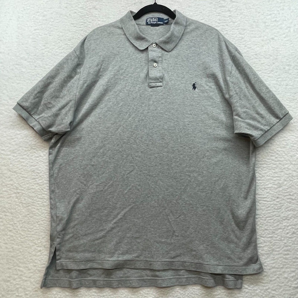 Vintage Polo Ralph Lauren Shirt Mens XXL Gray Polo Blue Golf Preppy Rugby Pony